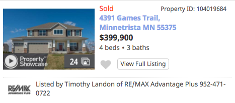Homes Sold Games Trail Minnetrista