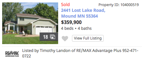 Homes Sold Lost Lake Mound